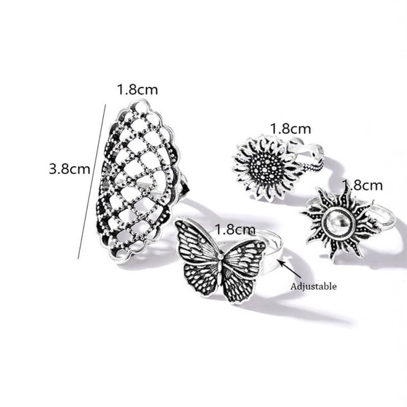 **ENSLEY* 4-Pc Silver x Geometric Fashion Ring Set - Picture 6 of 6